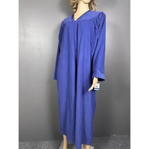 New Barbizon Nightgown Size XL Velour Blue Zipper Long Sleeve Maxi MuuMuu